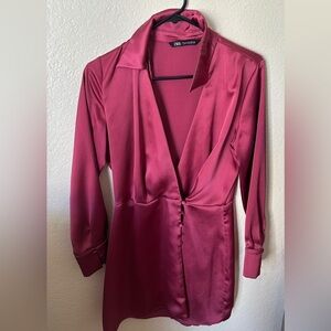 Zara silk pink dress